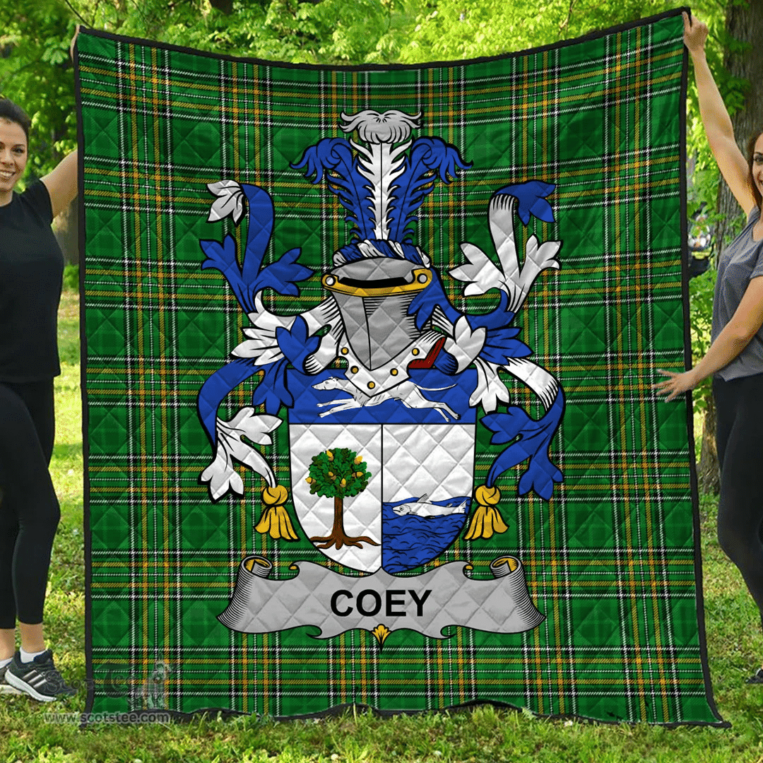 Scottish Coey Or Mccoey Irish Coat of Arms Family Crest Quilt Irish National Tartan Irish County Quilts