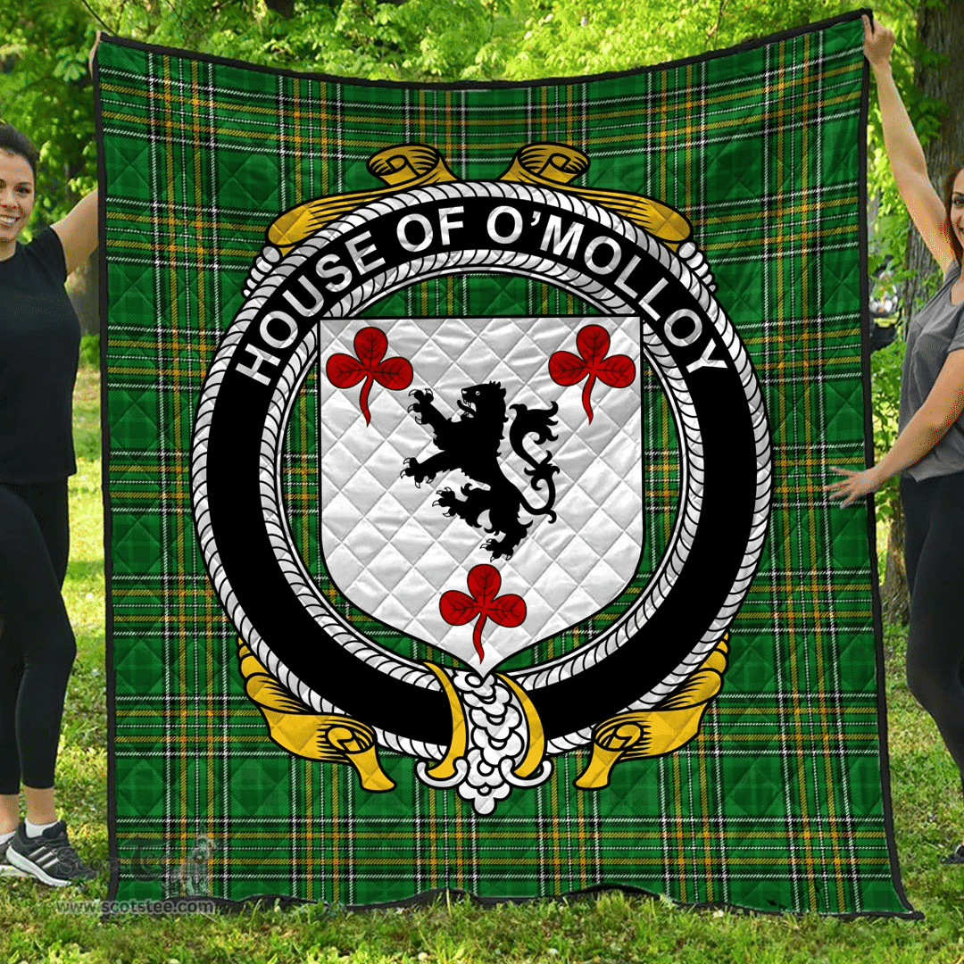 Scottish House Of O'Molloy Irish Coat of Arms Family Crest Quilt Irish National Tartan Irish County Quilts
