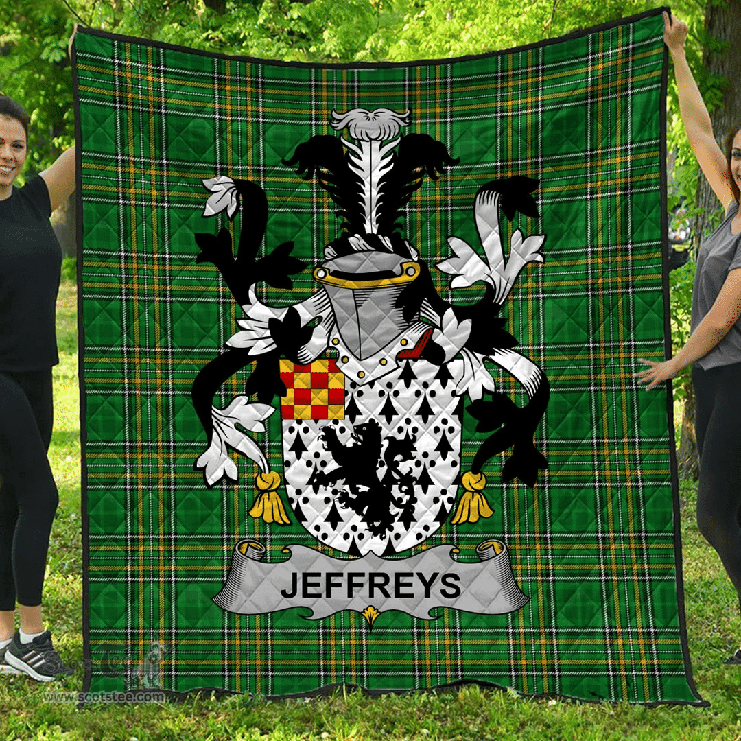 Scottish Jeffreys Irish Coat of Arms Family Crest Quilt Irish National Tartan Irish County Quilts