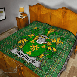 Scottish Reynolds Or Mcrannell Irish Coat of Arms Family Crest Quilt Irish National Tartan Irish County Quilts