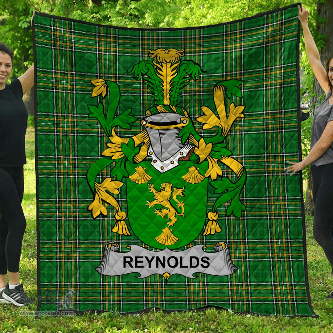 Scottish Reynolds Or Mcrannell Irish Coat of Arms Family Crest Quilt Irish National Tartan Irish County Quilts