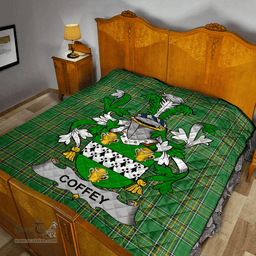 Scottish Coffey Or O'Coffey Irish Coat of Arms Family Crest Quilt Irish National Tartan Irish County Quilts