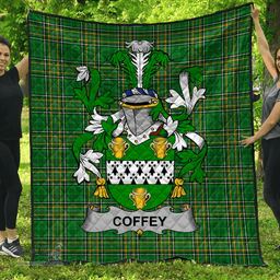 Scottish Coffey Or O'Coffey Irish Coat of Arms Family Crest Quilt Irish National Tartan Irish County Quilts
