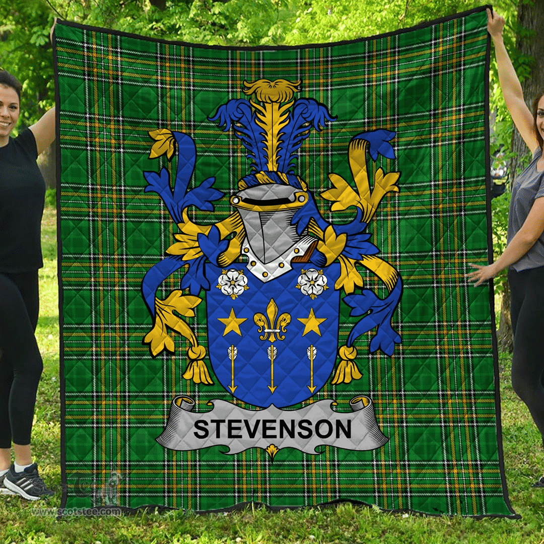 Scottish Stevenson Irish Coat of Arms Family Crest Quilt Irish National Tartan Irish County Quilts