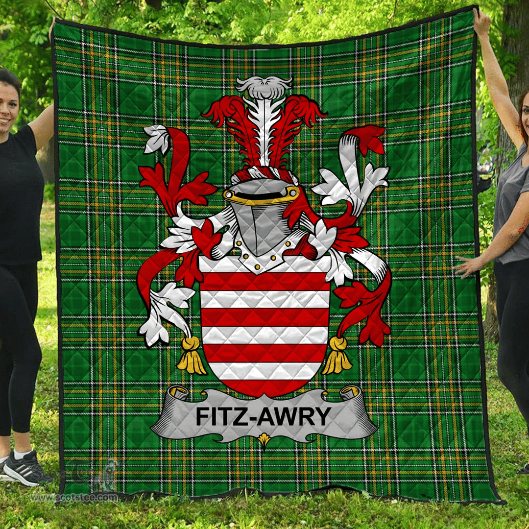 Scottish Fitz-Awry Irish Coat of Arms Family Crest Quilt Irish National Tartan Irish County Quilts