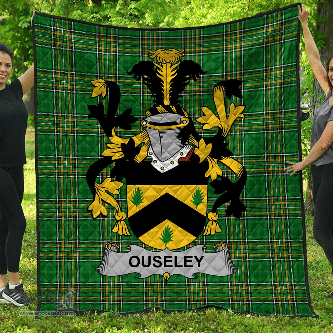 Scottish Ouseley Irish Coat of Arms Family Crest Quilt Irish National Tartan Irish County Quilts
