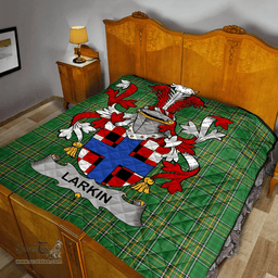 Scottish Larkin Or O'Larkin Irish Coat of Arms Family Crest Quilt Irish National Tartan Irish County Quilts