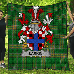 Scottish Larkin Or O'Larkin Irish Coat of Arms Family Crest Quilt Irish National Tartan Irish County Quilts