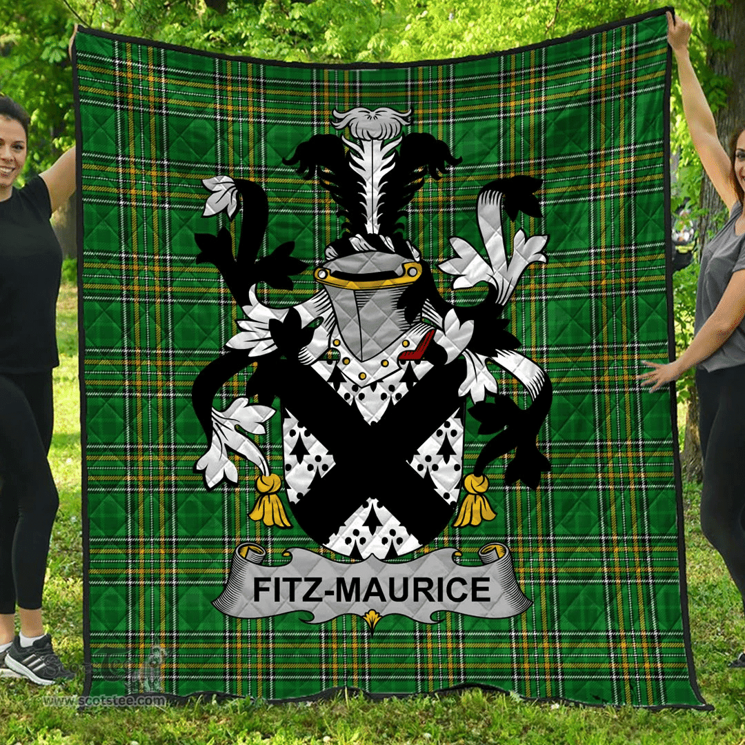 Scottish Fitz-Maurice Irish Coat of Arms Family Crest Quilt Irish National Tartan Irish County Quilts