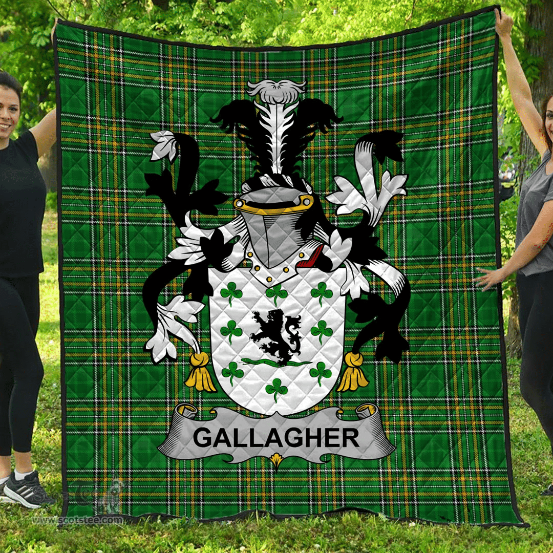 Scottish Gallagher Or O'Gallagher Irish Coat of Arms Family Crest Quilt Irish National Tartan Irish County Quilts