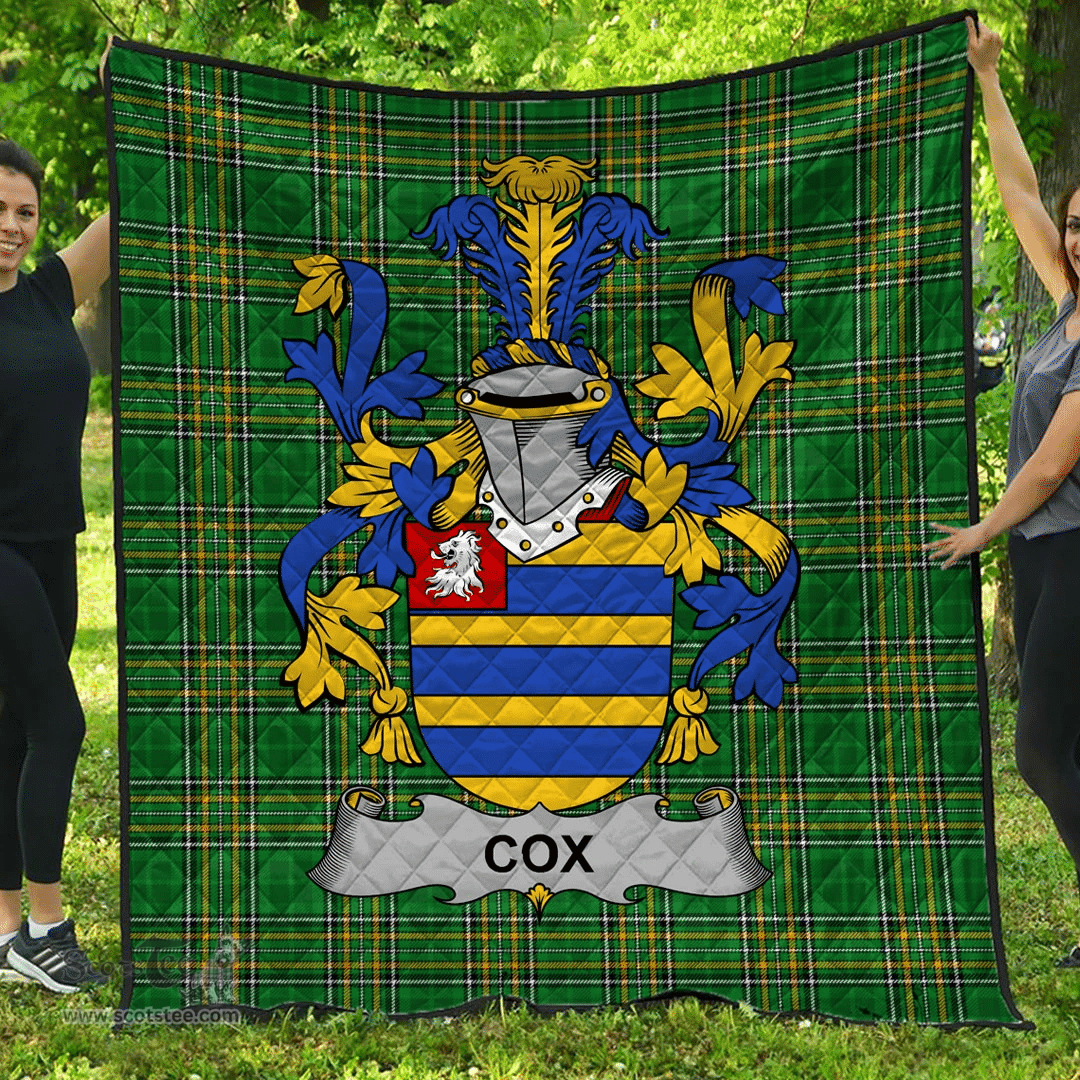 Scottish Cox Irish Coat of Arms Family Crest Quilt Irish National Tartan Irish County Quilts