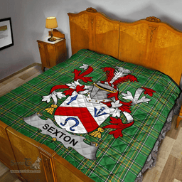 Scottish Sexton Irish Coat of Arms Family Crest Quilt Irish National Tartan Irish County Quilts