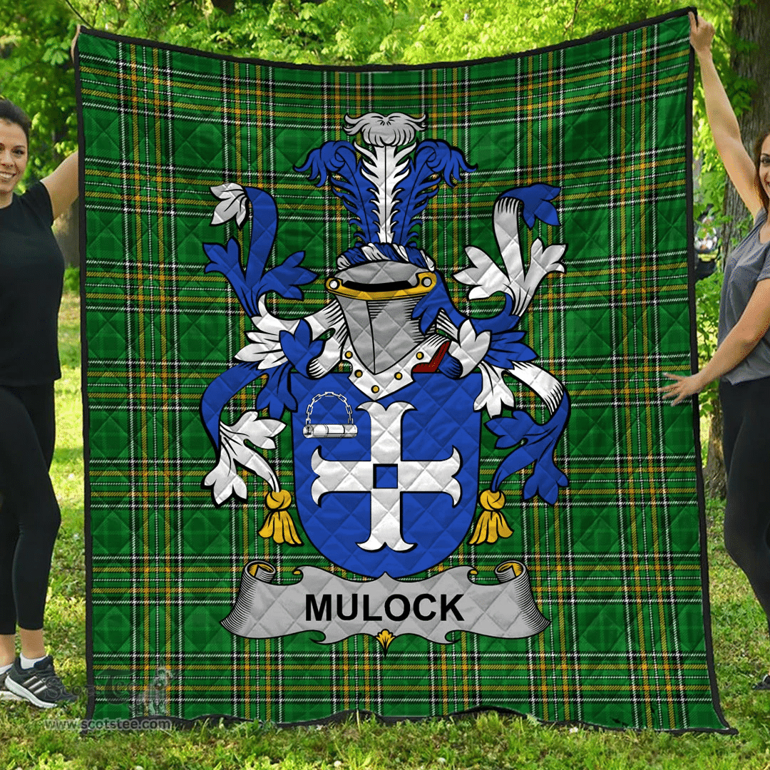 Scottish Mulock Or Mullock Irish Coat of Arms Family Crest Quilt Irish National Tartan Irish County Quilts
