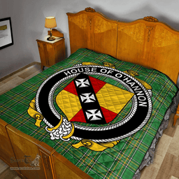 Scottish House Of O'Hannon Irish Coat of Arms Family Crest Quilt Irish National Tartan Irish County Quilts