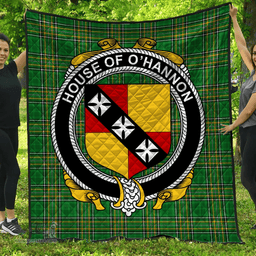 Scottish House Of O'Hannon Irish Coat of Arms Family Crest Quilt Irish National Tartan Irish County Quilts