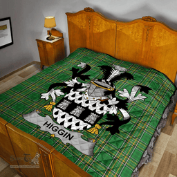Scottish Higgin Or O'Higgin Irish Coat of Arms Family Crest Quilt Irish National Tartan Irish County Quilts