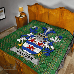 Scottish Milligan Irish Coat of Arms Family Crest Quilt Irish National Tartan Irish County Quilts