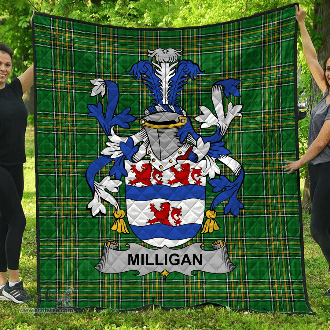 Scottish Milligan Irish Coat of Arms Family Crest Quilt Irish National Tartan Irish County Quilts