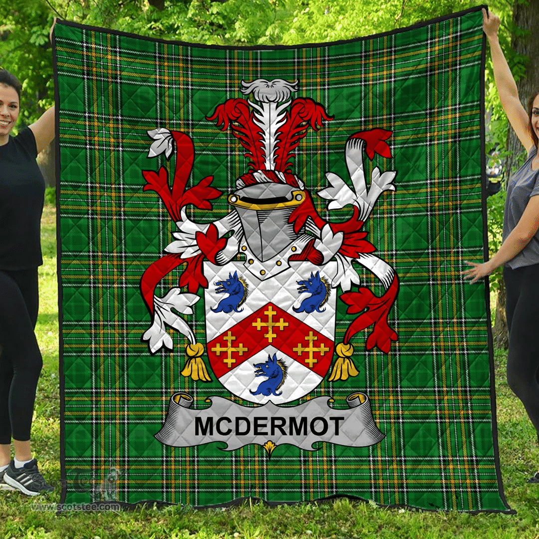 Scottish Mcdermot Irish Coat of Arms Family Crest Quilt Irish National Tartan Irish County Quilts