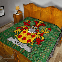 Scottish Lavin Or O'Lavin Irish Coat of Arms Family Crest Quilt Irish National Tartan Irish County Quilts