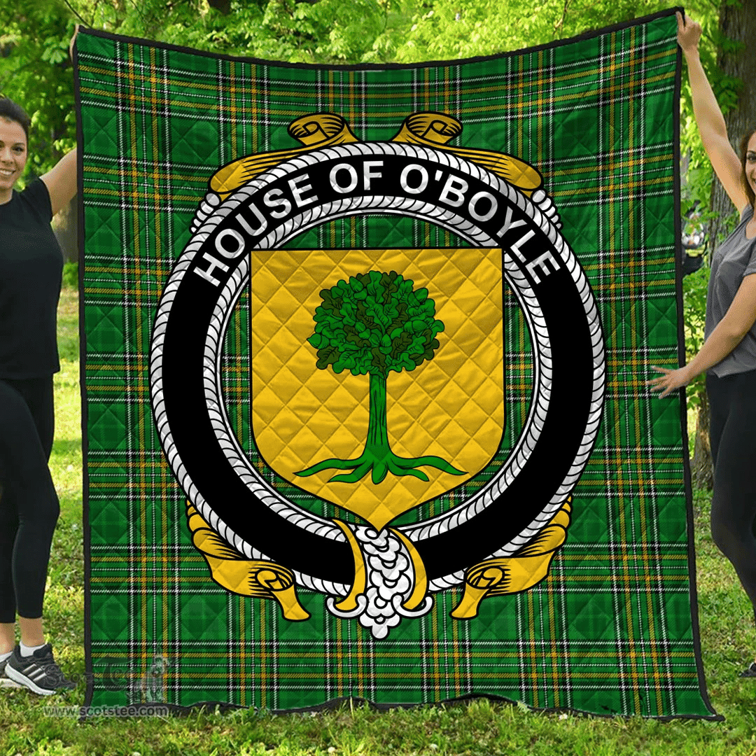 Scottish House Of O'Boyle Irish Coat of Arms Family Crest Quilt Irish National Tartan Irish County Quilts
