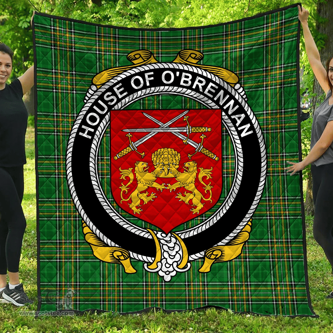 Scottish House Of O'Brennan (Ossory) Irish Coat of Arms Family Crest Quilt Irish National Tartan Irish County Quilts