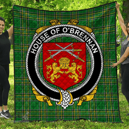 Scottish House Of O'Brennan (Ossory) Irish Coat of Arms Family Crest Quilt Irish National Tartan Irish County Quilts