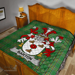 Scottish Barton Irish Coat of Arms Family Crest Quilt Irish National Tartan Irish County Quilts