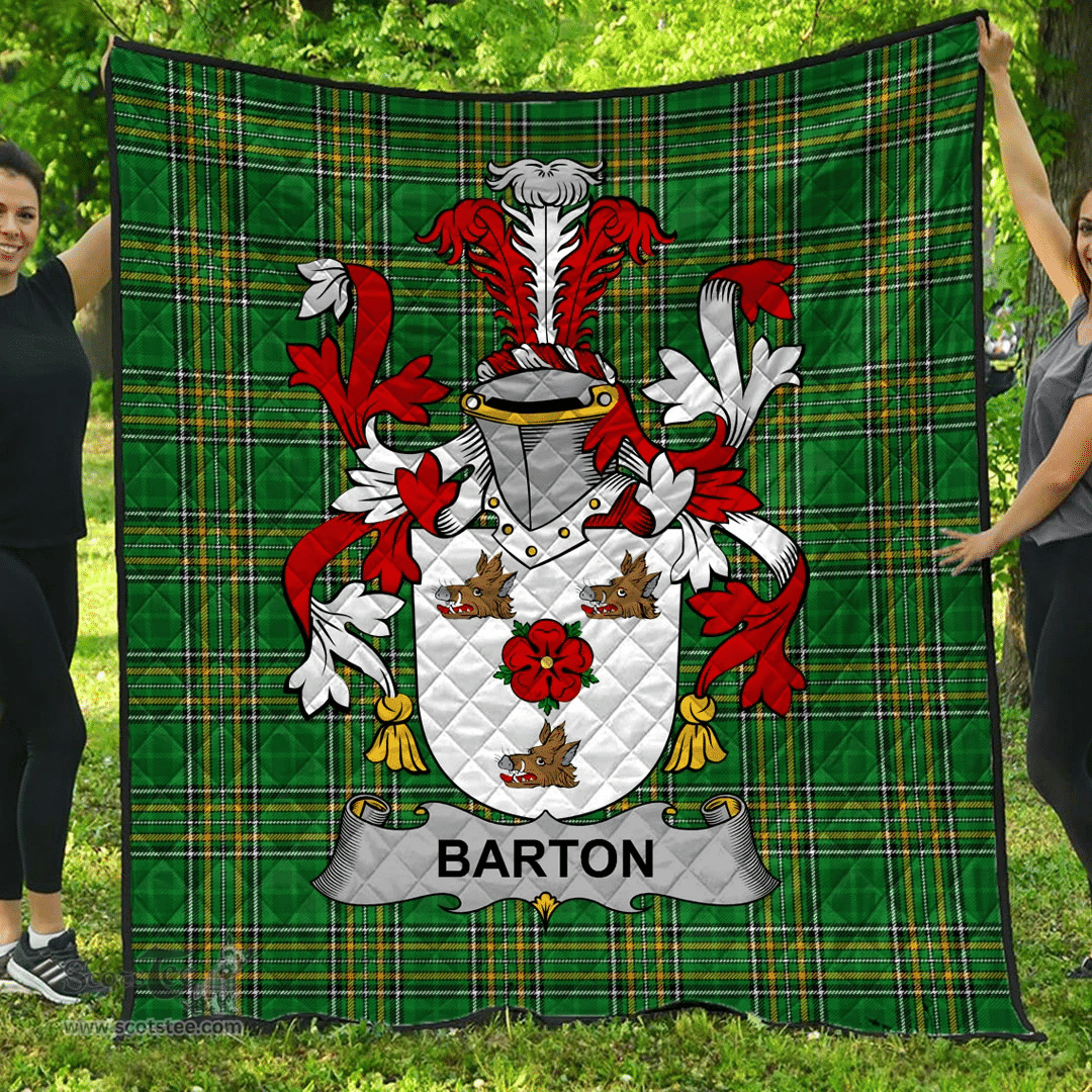 Scottish Barton Irish Coat of Arms Family Crest Quilt Irish National Tartan Irish County Quilts