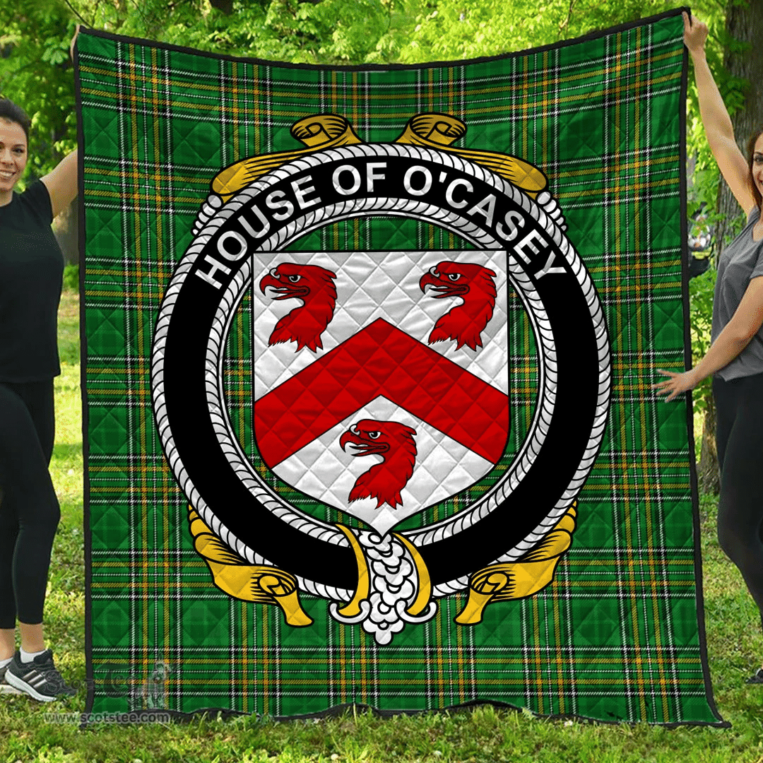 Scottish House Of O'Casey Irish Coat of Arms Family Crest Quilt Irish National Tartan Irish County Quilts