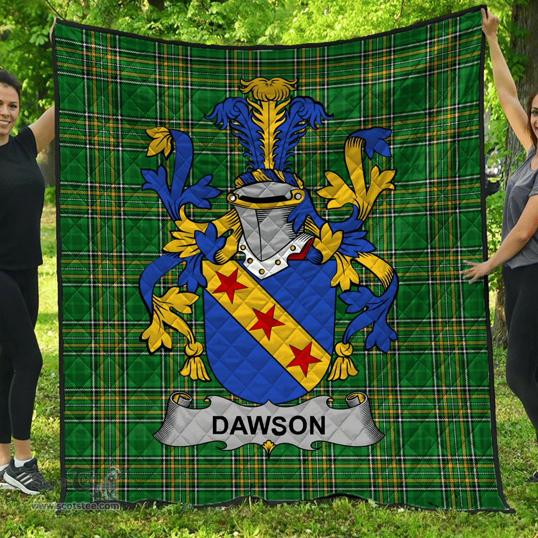 Scottish Dawson Irish Coat of Arms Family Crest Quilt Irish National Tartan Irish County Quilts