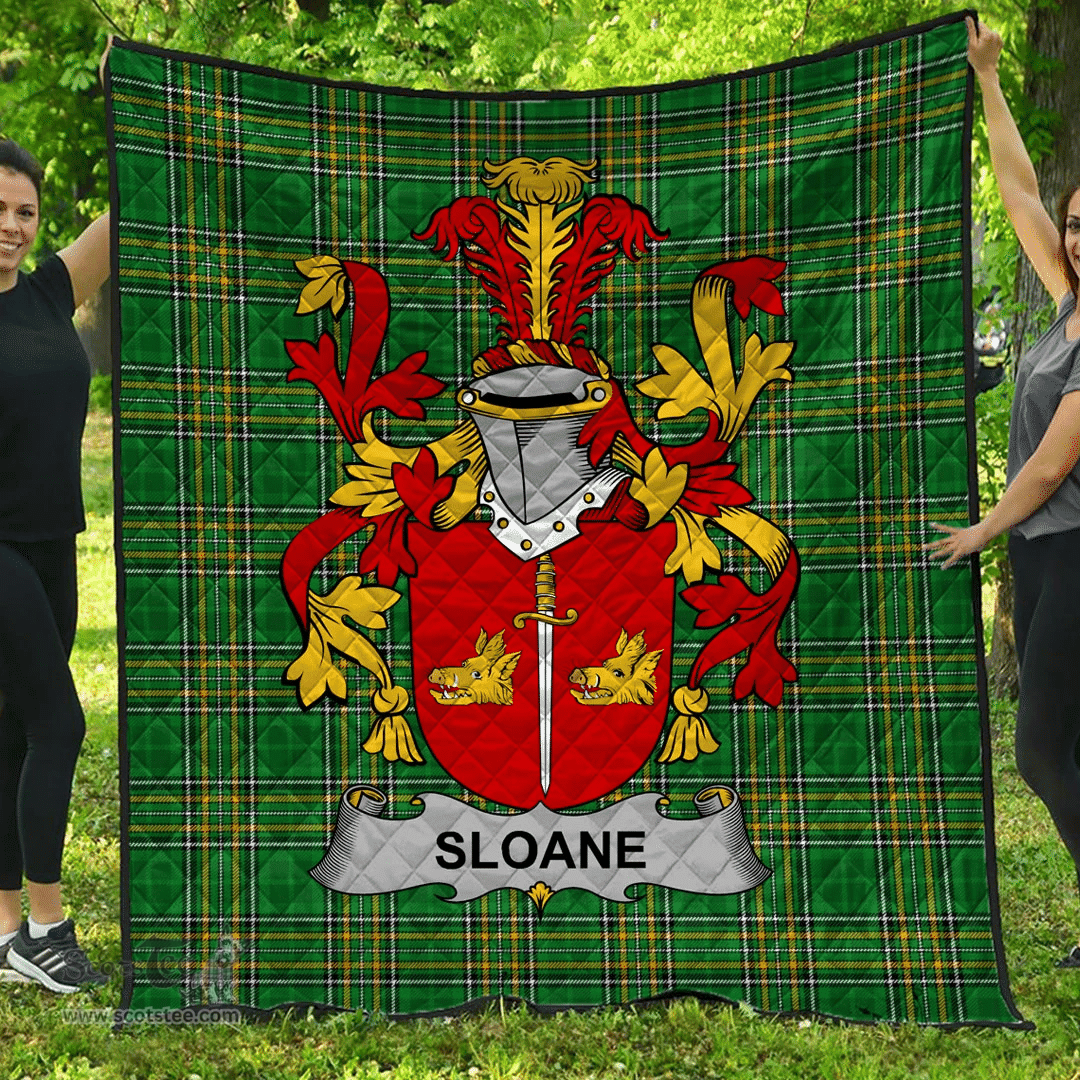 Scottish Sloane Irish Coat of Arms Family Crest Quilt Irish National Tartan Irish County Quilts