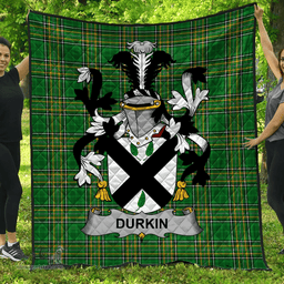 Scottish Durkin Or O'Durkin Irish Coat of Arms Family Crest Quilt Irish National Tartan Irish County Quilts
