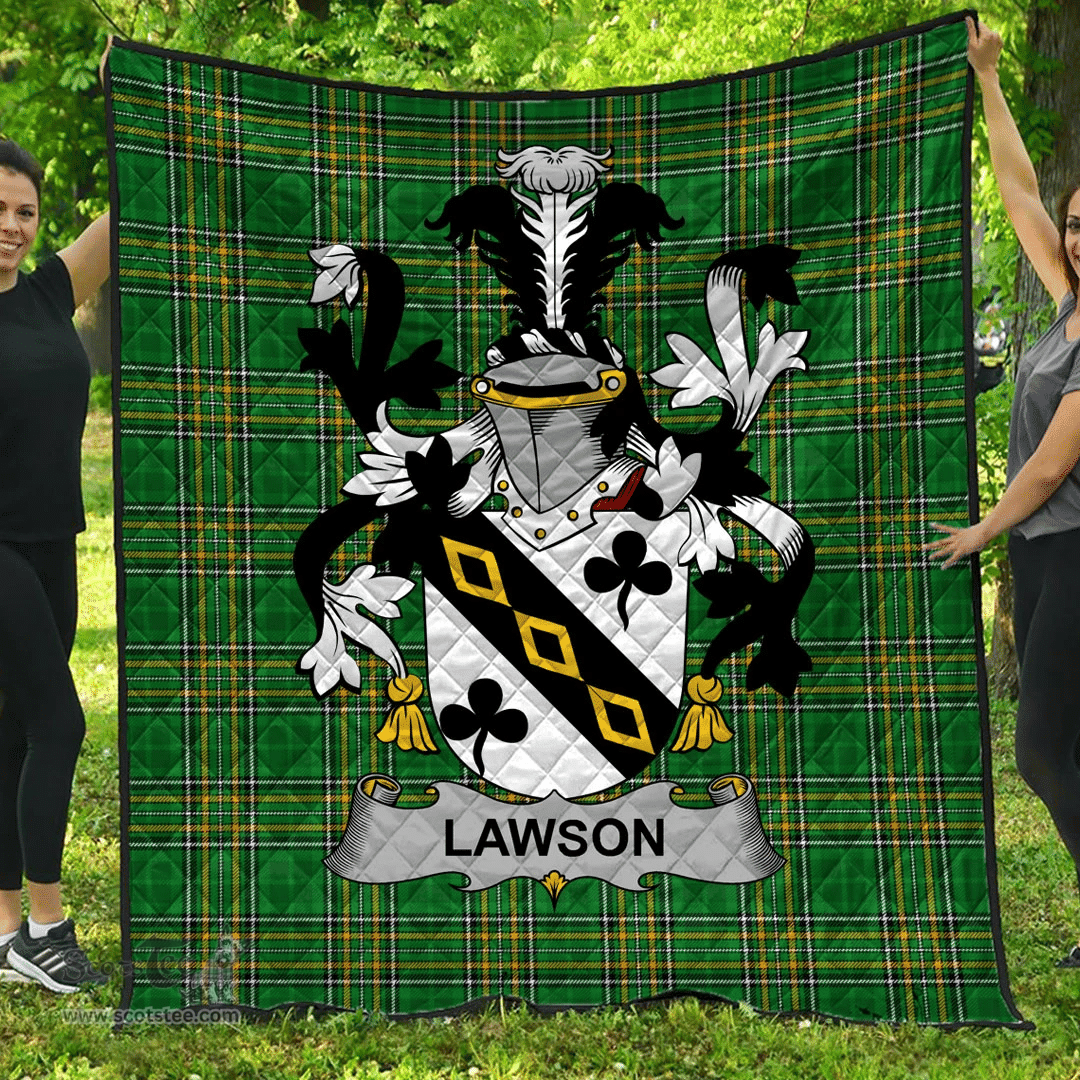 Scottish Lawson Irish Coat of Arms Family Crest Quilt Irish National Tartan Irish County Quilts