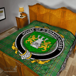 Scottish House Of O'Shaugnessy Irish Coat of Arms Family Crest Quilt Irish National Tartan Irish County Quilts