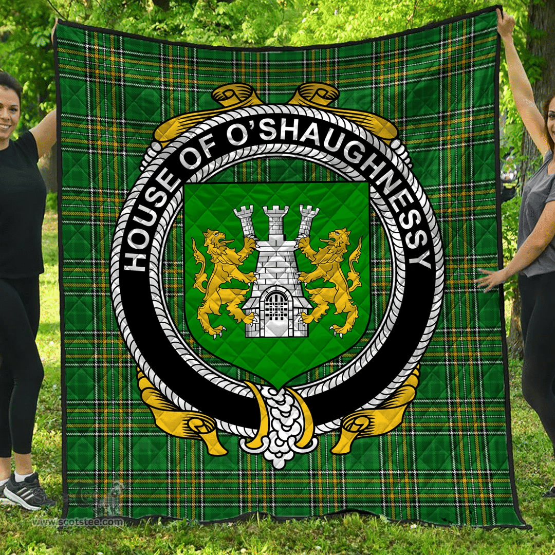 Scottish House Of O'Shaugnessy Irish Coat of Arms Family Crest Quilt Irish National Tartan Irish County Quilts