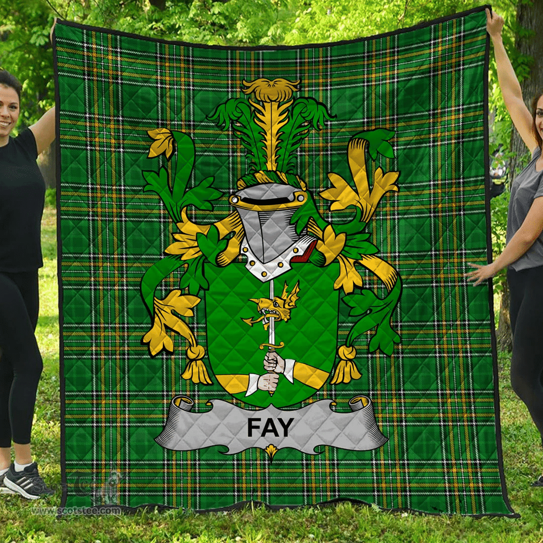 Scottish Fay Or O'Fee Irish Coat of Arms Family Crest Quilt Irish National Tartan Irish County Quilts