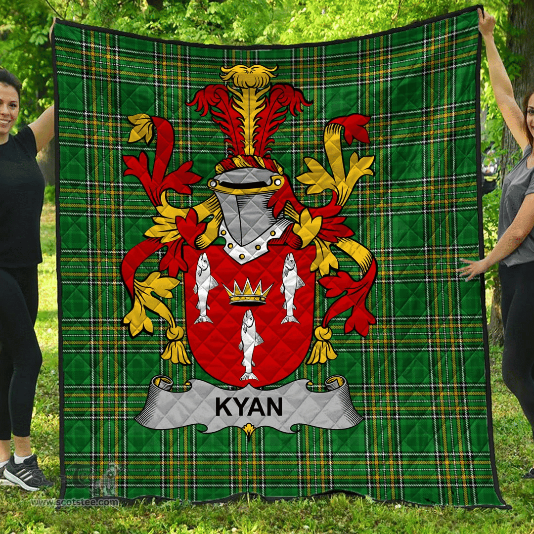 Scottish Kyan Or O'Kyan Irish Coat of Arms Family Crest Quilt Irish National Tartan Irish County Quilts