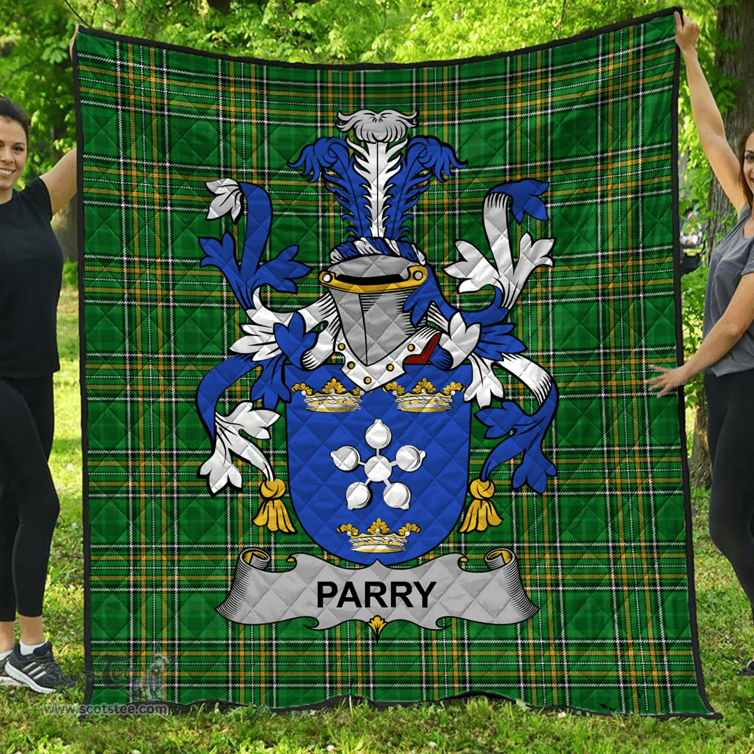 Scottish Parry Irish Coat of Arms Family Crest Quilt Irish National Tartan Irish County Quilts