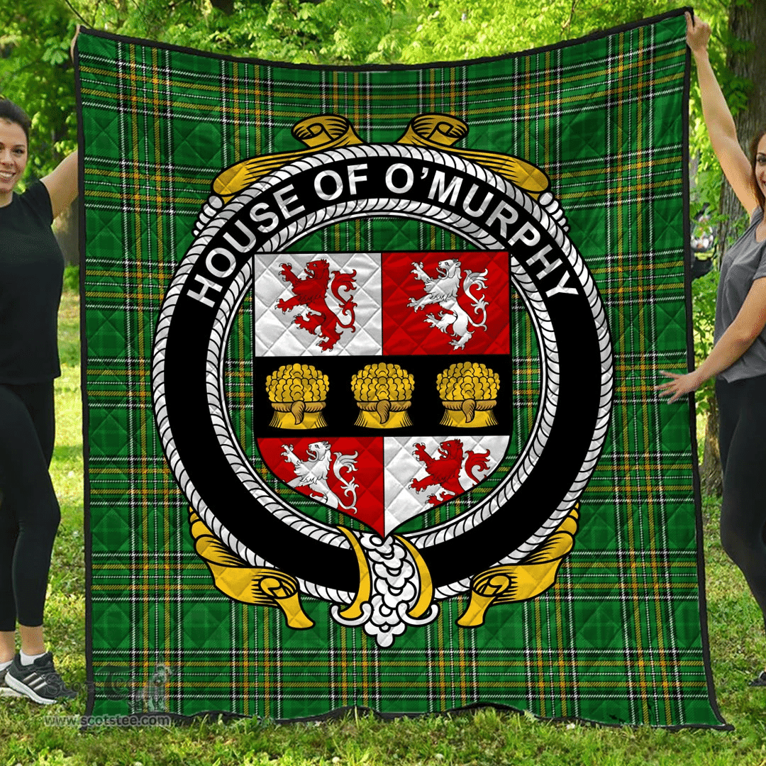 Scottish House Of O'Murphy (Muskerry) Irish Coat of Arms Family Crest Quilt Irish National Tartan Irish County Quilts