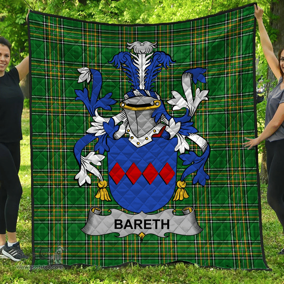 Scottish Bareth Irish Coat of Arms Family Crest Quilt Irish National Tartan Irish County Quilts
