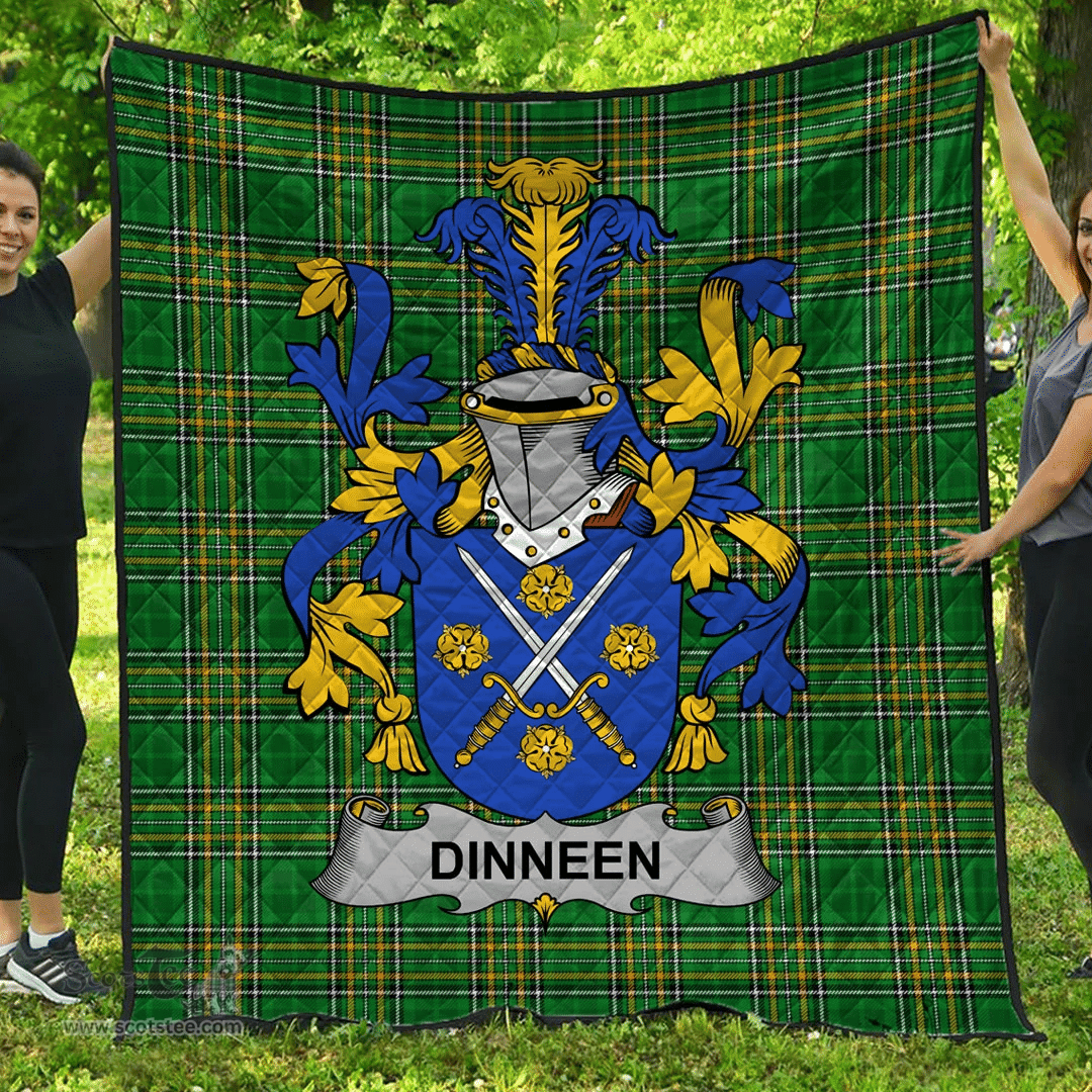 Scottish Dinneen Or O'Dinneen Irish Coat of Arms Family Crest Quilt Irish National Tartan Irish County Quilts
