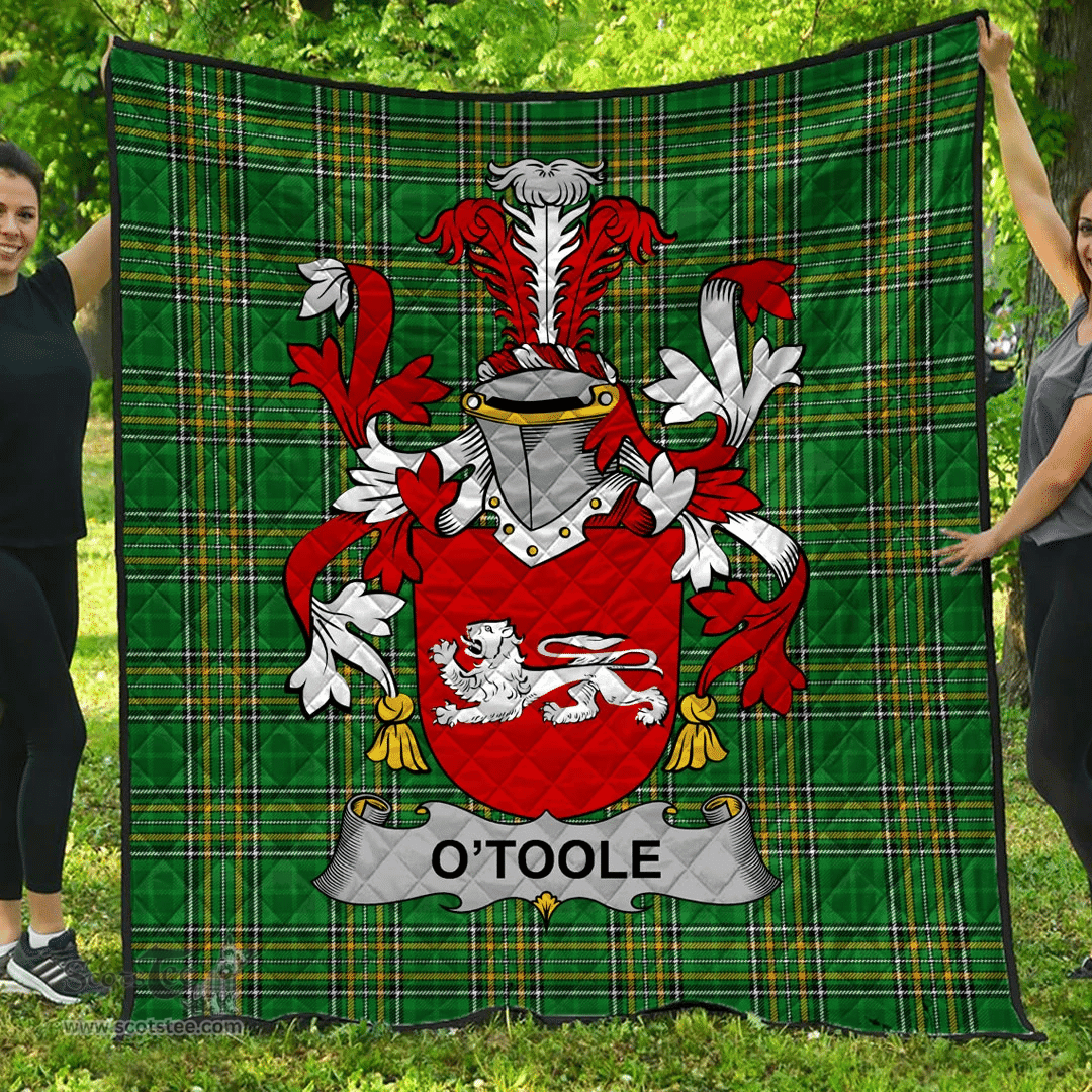 Scottish Toole Or O'Toole Irish Coat of Arms Family Crest Quilt Irish National Tartan Irish County Quilts
