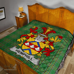 Scottish Hemphill Irish Coat of Arms Family Crest Quilt Irish National Tartan Irish County Quilts