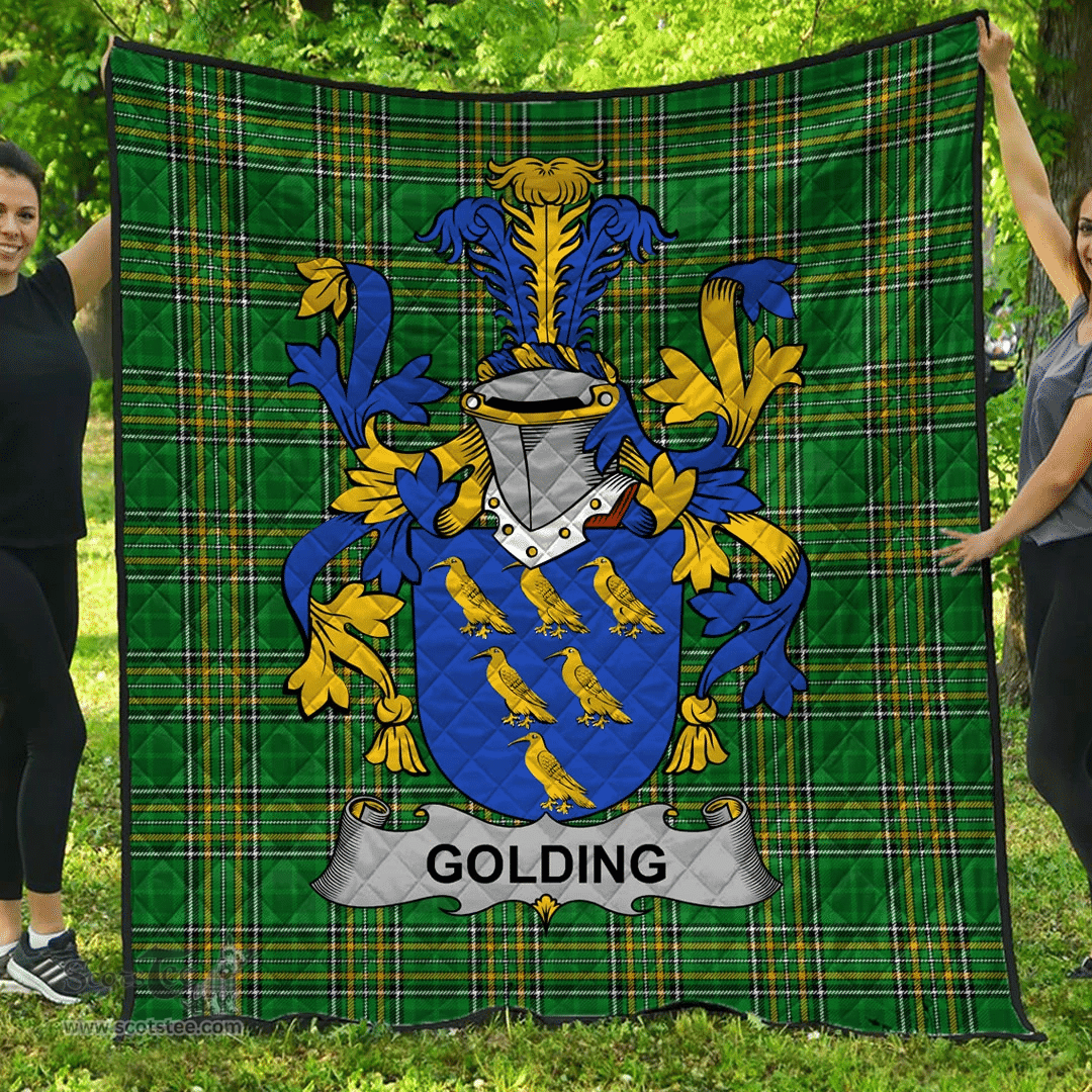 Scottish Golding Irish Coat of Arms Family Crest Quilt Irish National Tartan Irish County Quilts