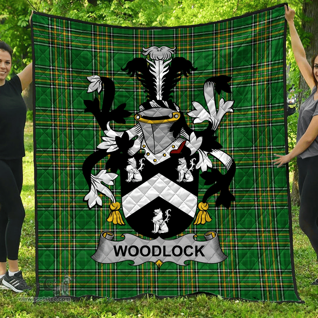 Scottish Woodlock Irish Coat of Arms Family Crest Quilt Irish National Tartan Irish County Quilts