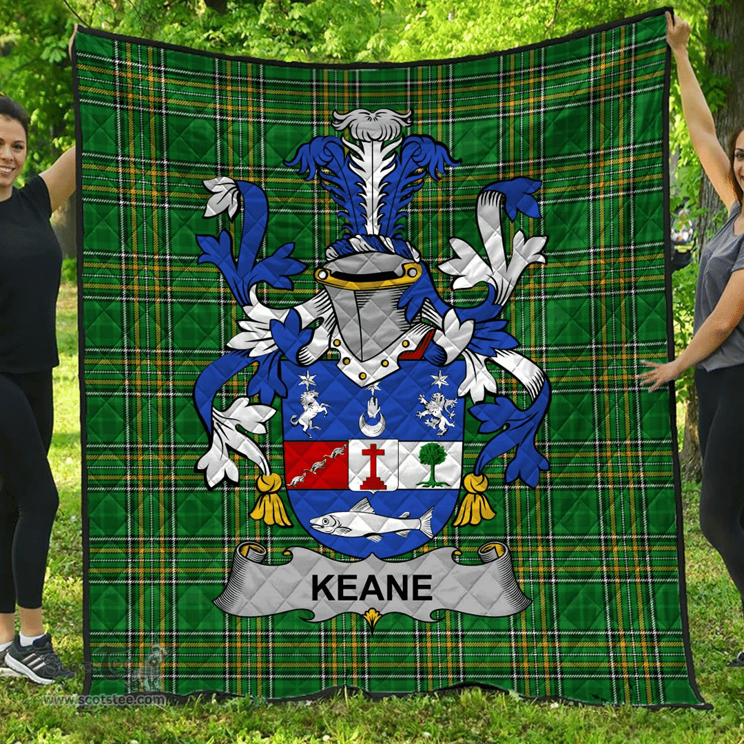 Scottish Keane Or O'Cahan Irish Coat of Arms Family Crest Quilt Irish National Tartan Irish County Quilts