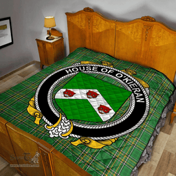 Scottish House Of O'Kieran Irish Coat of Arms Family Crest Quilt Irish National Tartan Irish County Quilts
