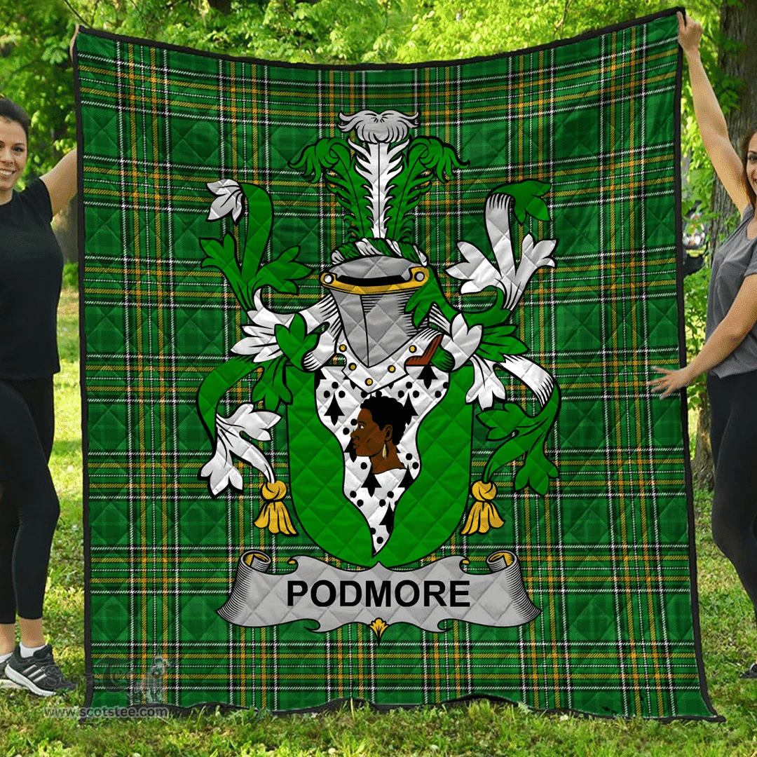 Scottish Podmore Irish Coat of Arms Family Crest Quilt Irish National Tartan Irish County Quilts