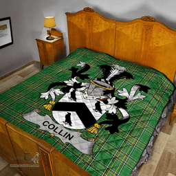 Scottish Collin Irish Coat of Arms Family Crest Quilt Irish National Tartan Irish County Quilts